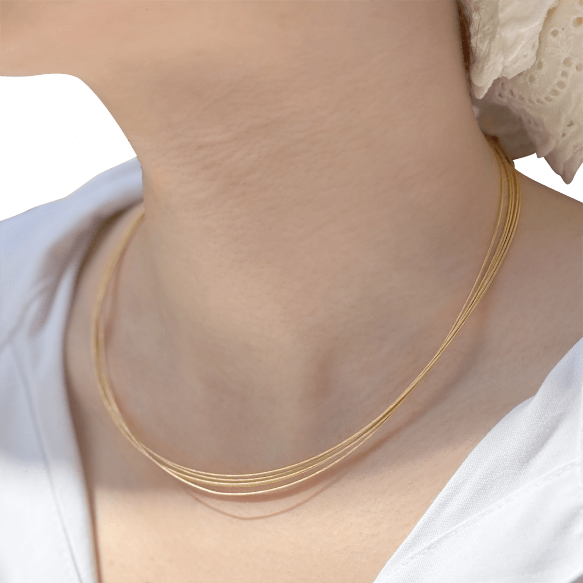 Collier DINH VAN, cinq câbles en or jaune. - Maison Eloe