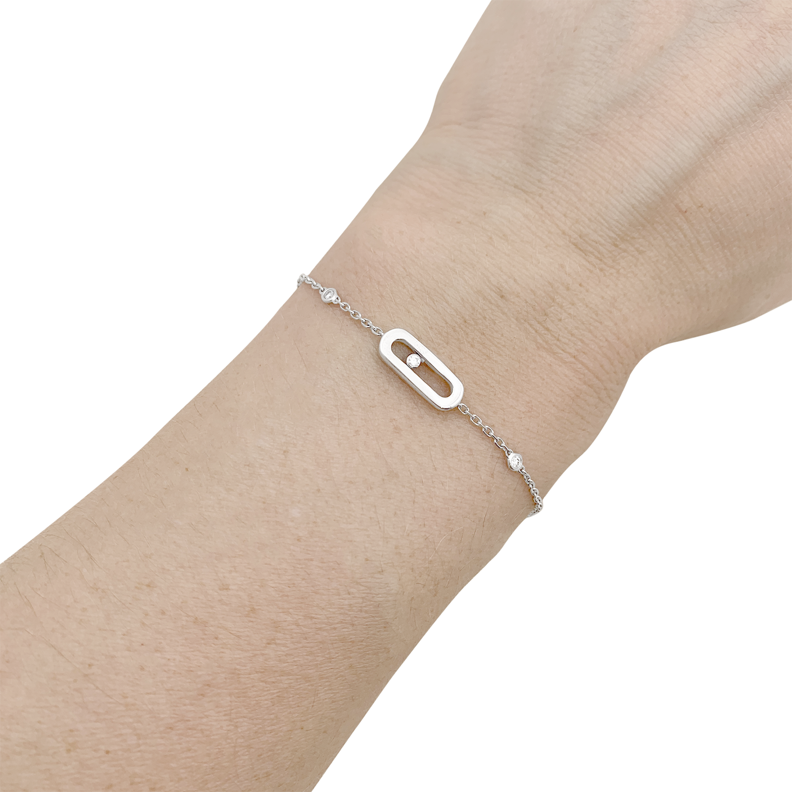 Bracelet Messika, "Move Uno", or blanc et diamants.