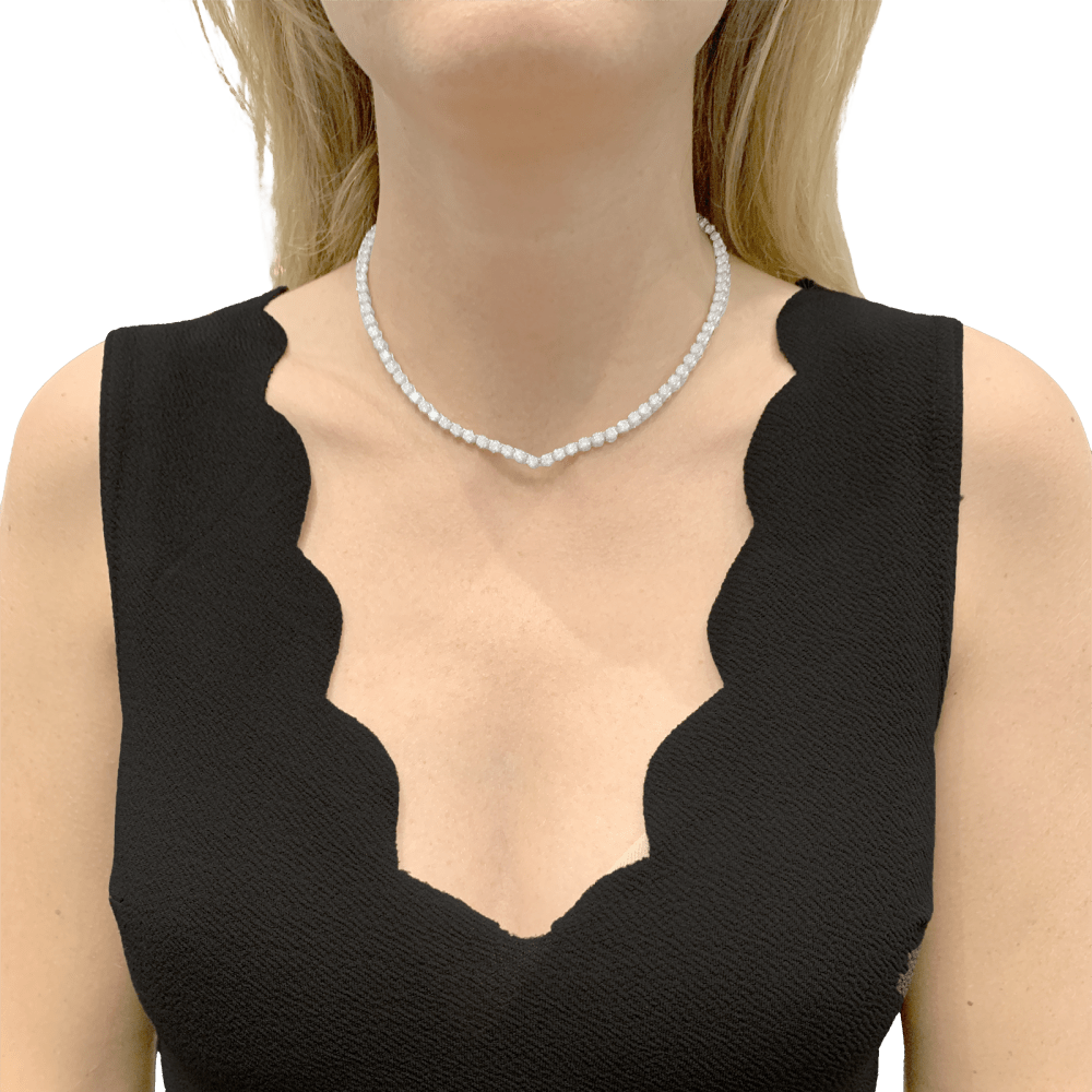 Collier rivière or blanc et diamants.