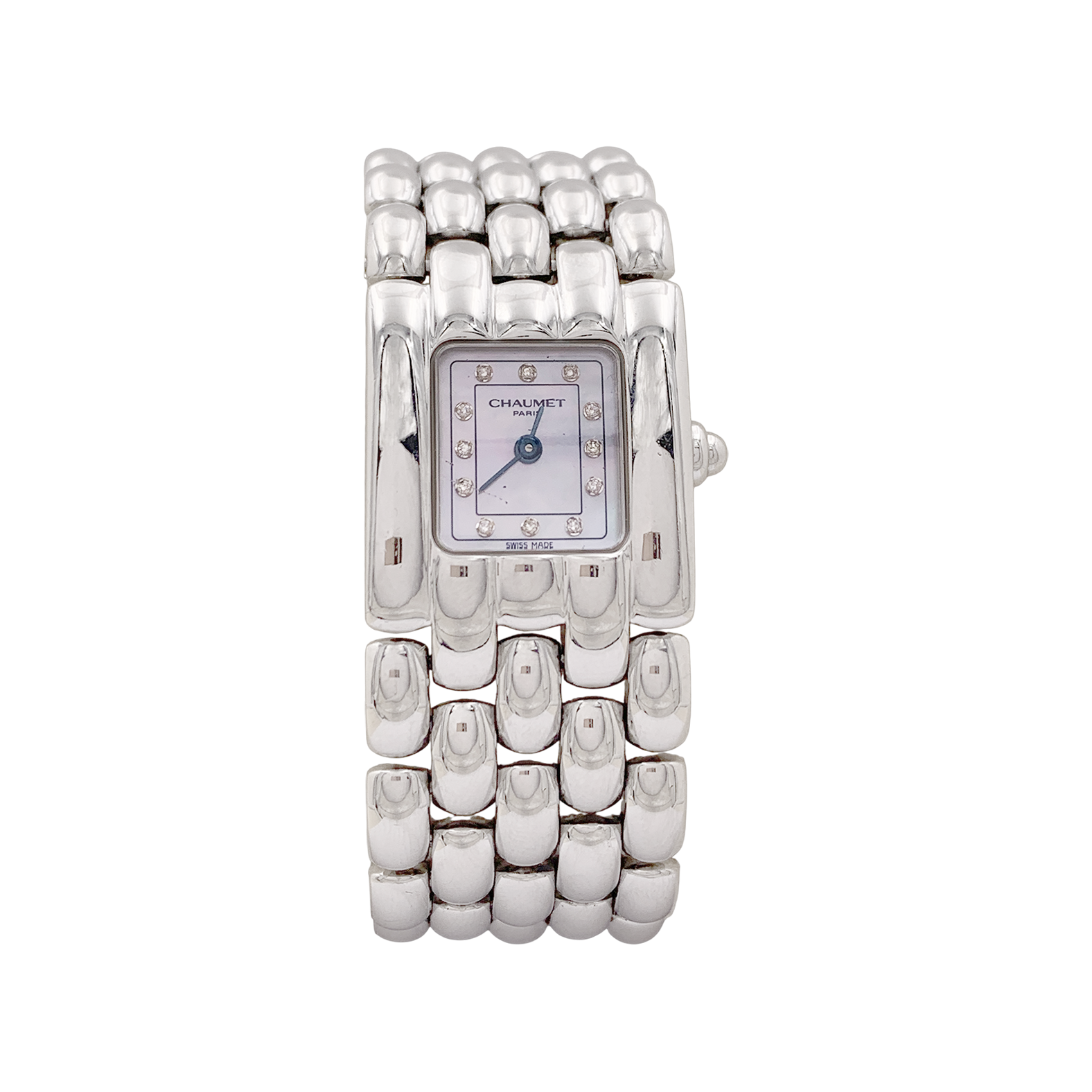 Montre Chaumet modèle "Khésis" en acier, nacre.