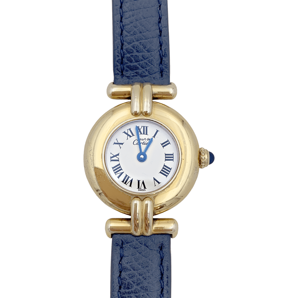 Montre Cartier, "Colisée Must", argent plaqué or, cuir.