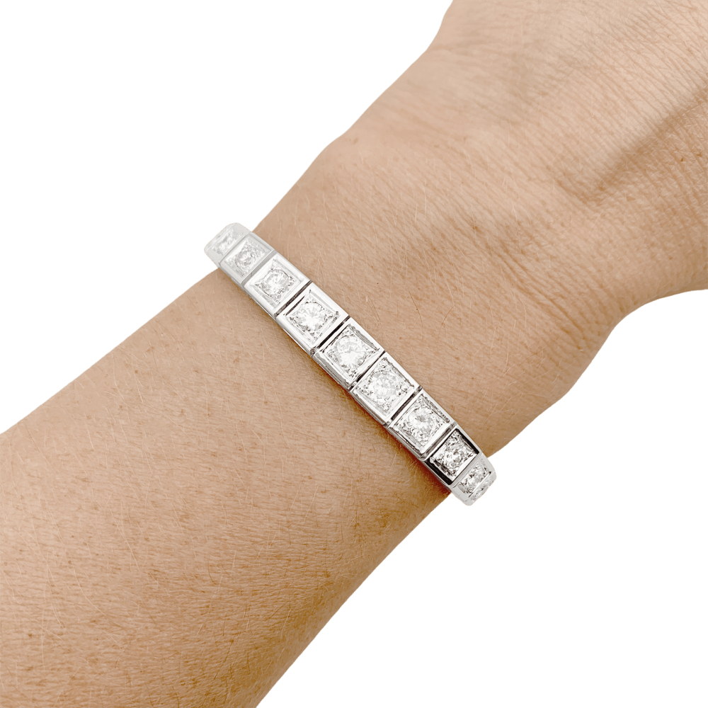 Bracelet ligne en or blanc, 4 carats de diamants.