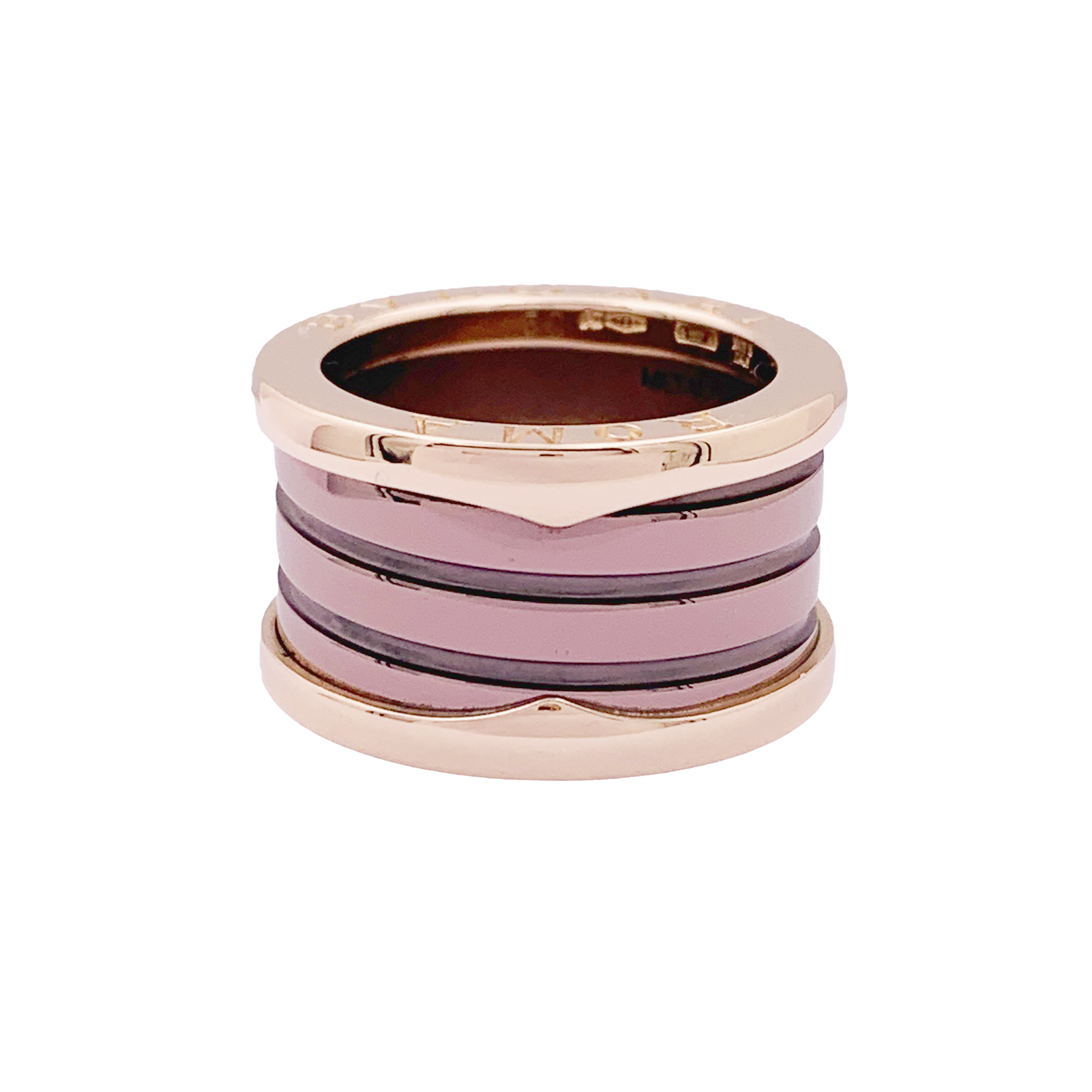 Bague Bulgari, "B.Zero1", or rose, cermet.
