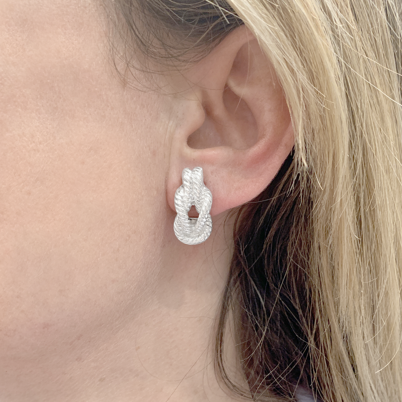 Boucles d'oreilles HERMÈS, "Audierne" en argent.
