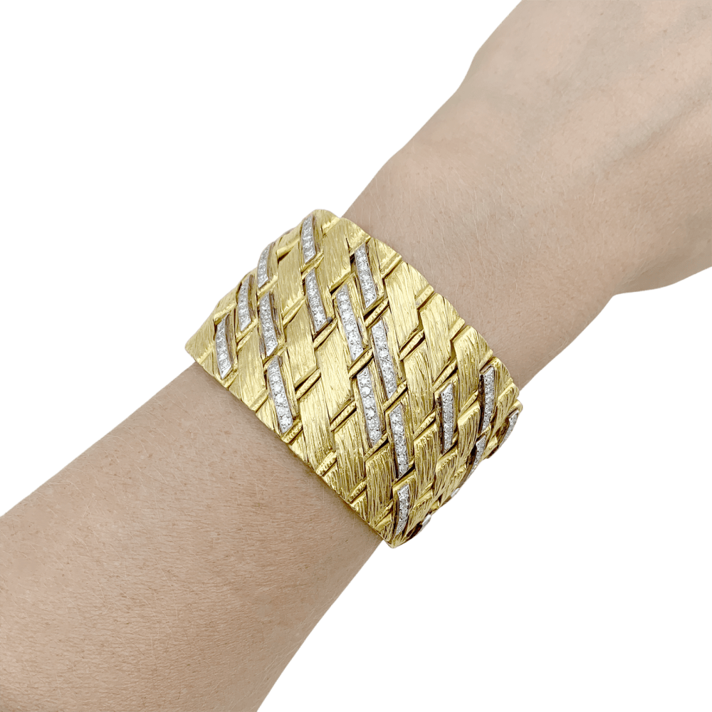 Bracelet Sterlé Paris, or jaune, platine, diamants.