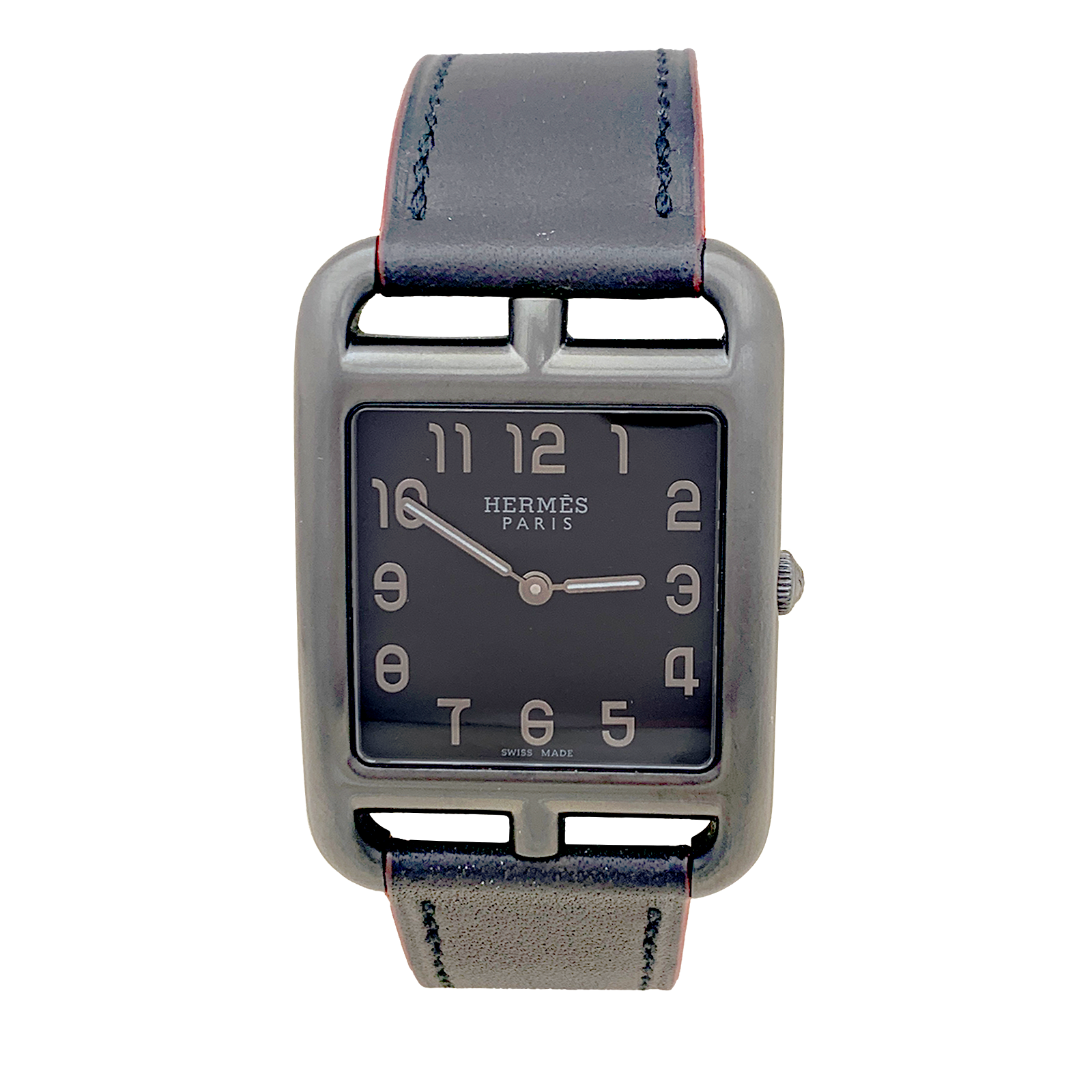 Montre Mixte Hermès, "Cape Cod Shadow, acier noirci, cuir.