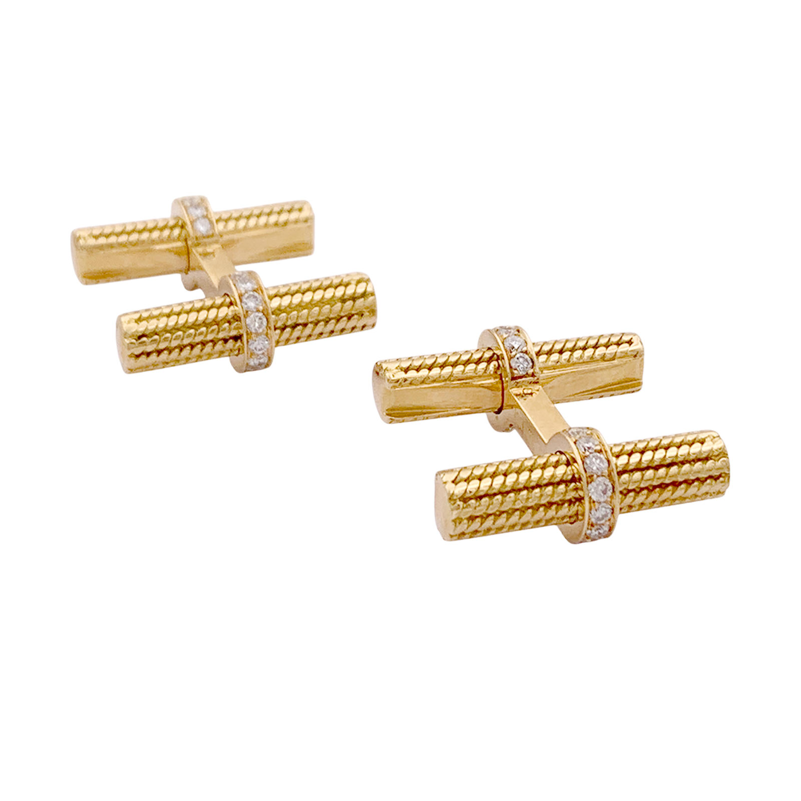Boutons de manchette VAN CLEEF ET ARPELS, or jaune et diamants.