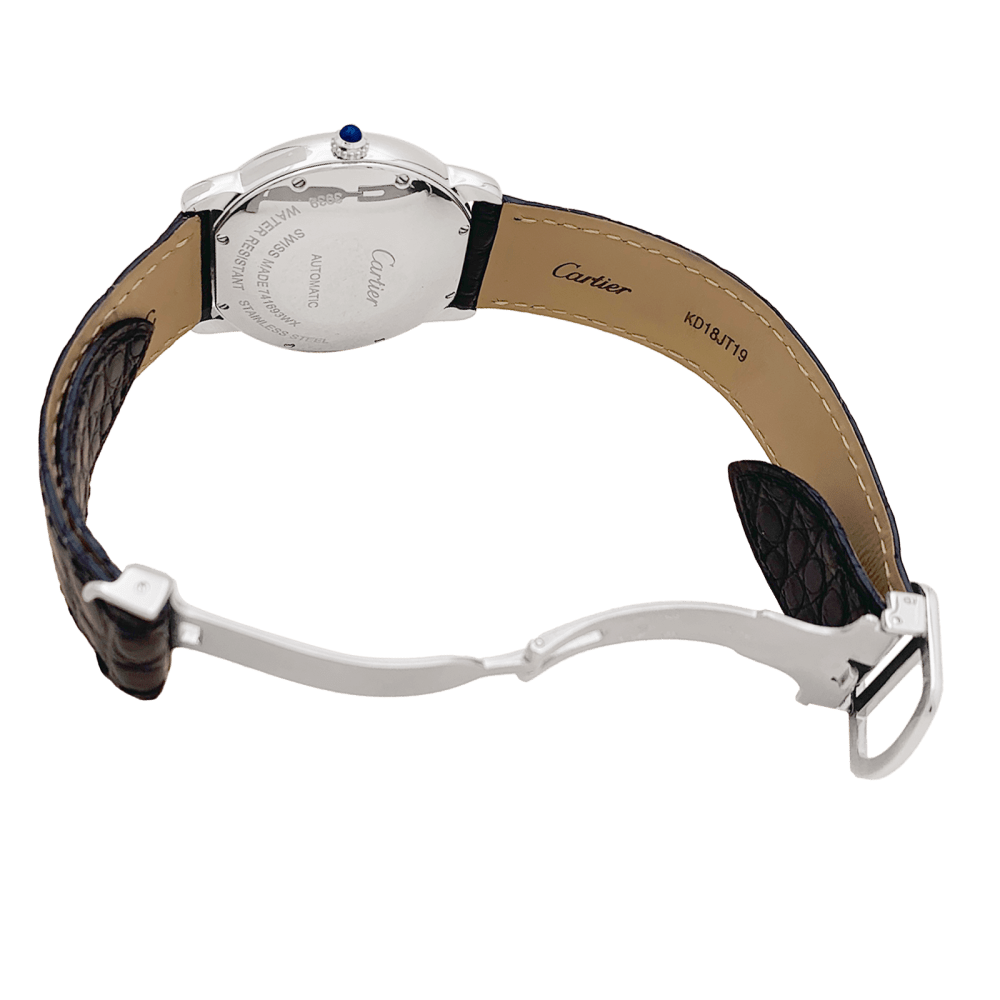Montre Cartier, "Ronde Solo", acier, cuir.