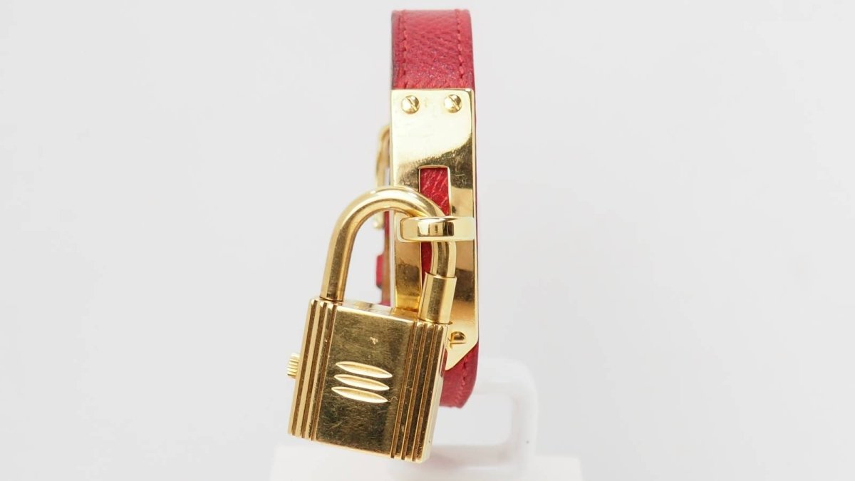 Hermes, Montre Kelly Cadenas Vintage plaqué Or sur Cuir - Maison Eloe