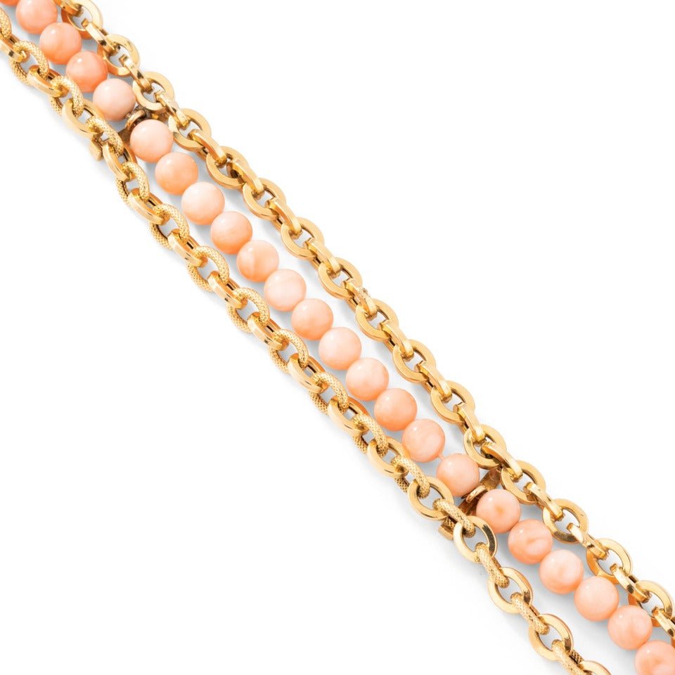 Bracelet en or et corail peau d'ange. - Maison Eloe