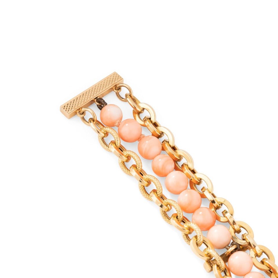 Bracelet en or et corail peau d'ange. - Maison Eloe
