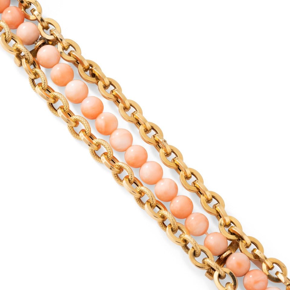 Bracelet en or et corail peau d'ange. - Maison Eloe