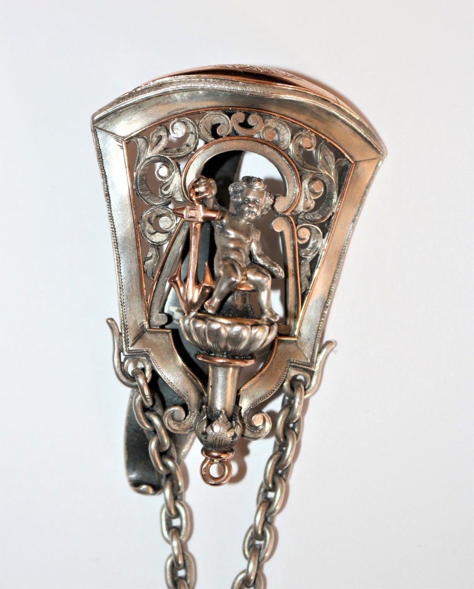 Châtelaine Et Montre Gousset ancienne vers 1860 en argent - Maison Eloe