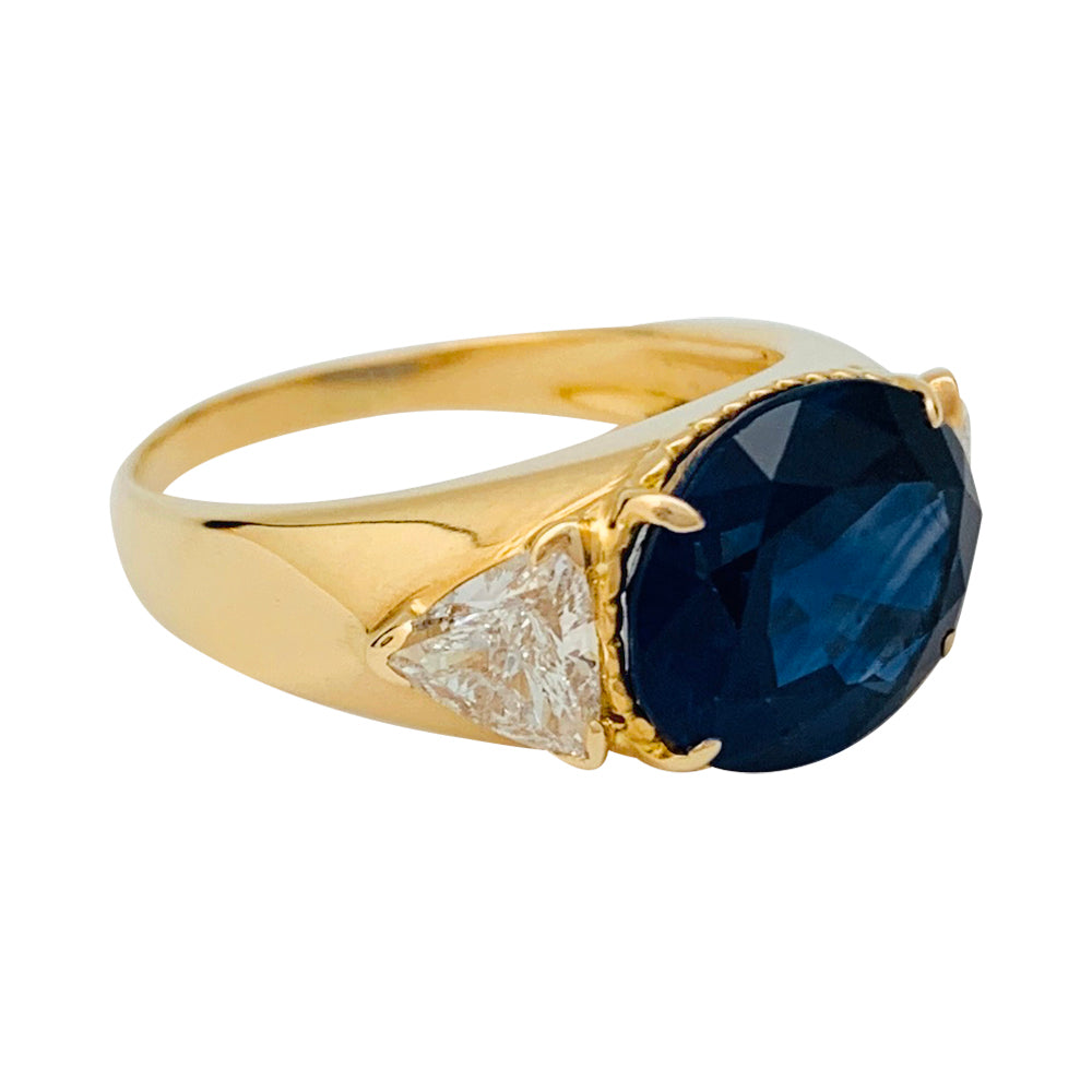 Bague A.Reza en or jaune saphir 6,71 carats et diamants.
