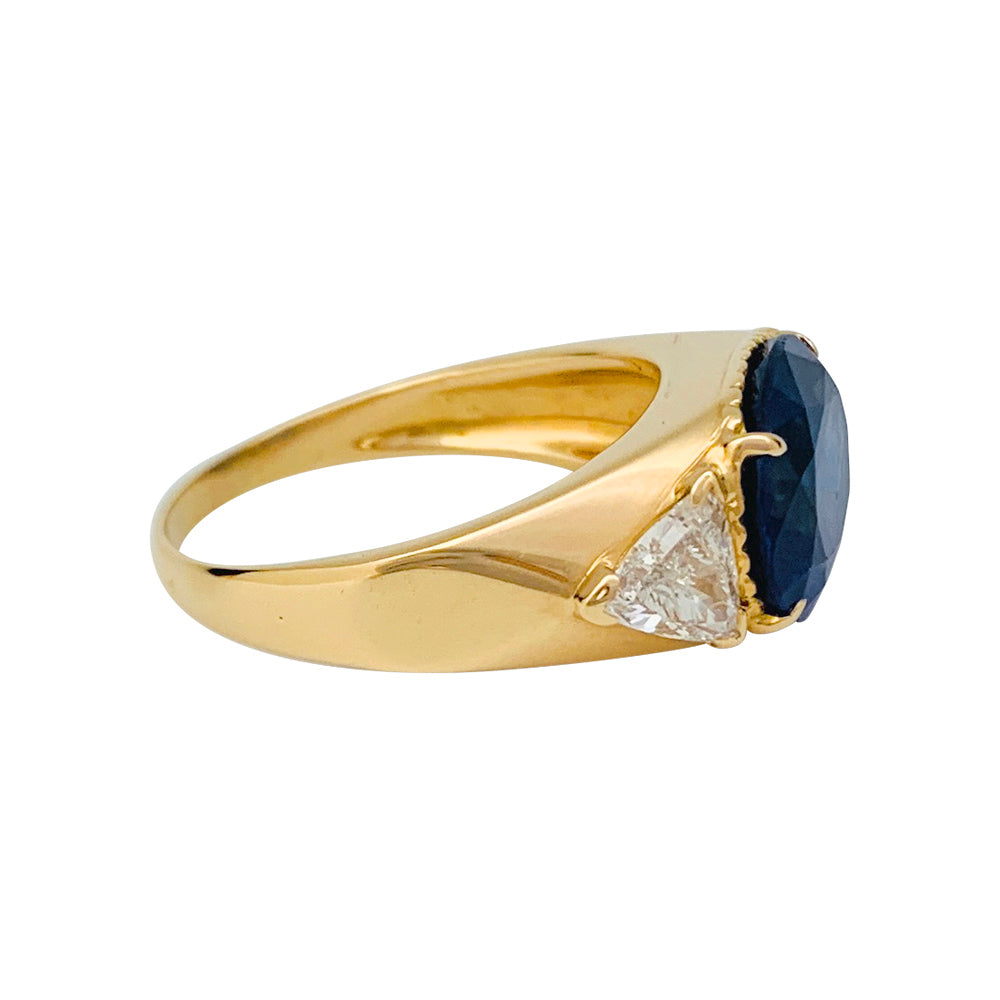Bague A.Reza en or jaune saphir 6,71 carats et diamants.