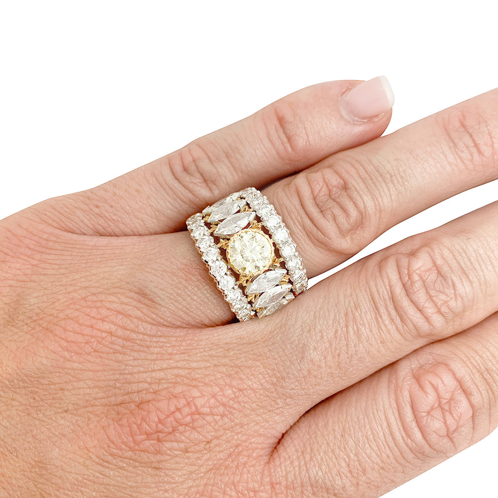 Bague bandeau Buccellati, diamants jaune.