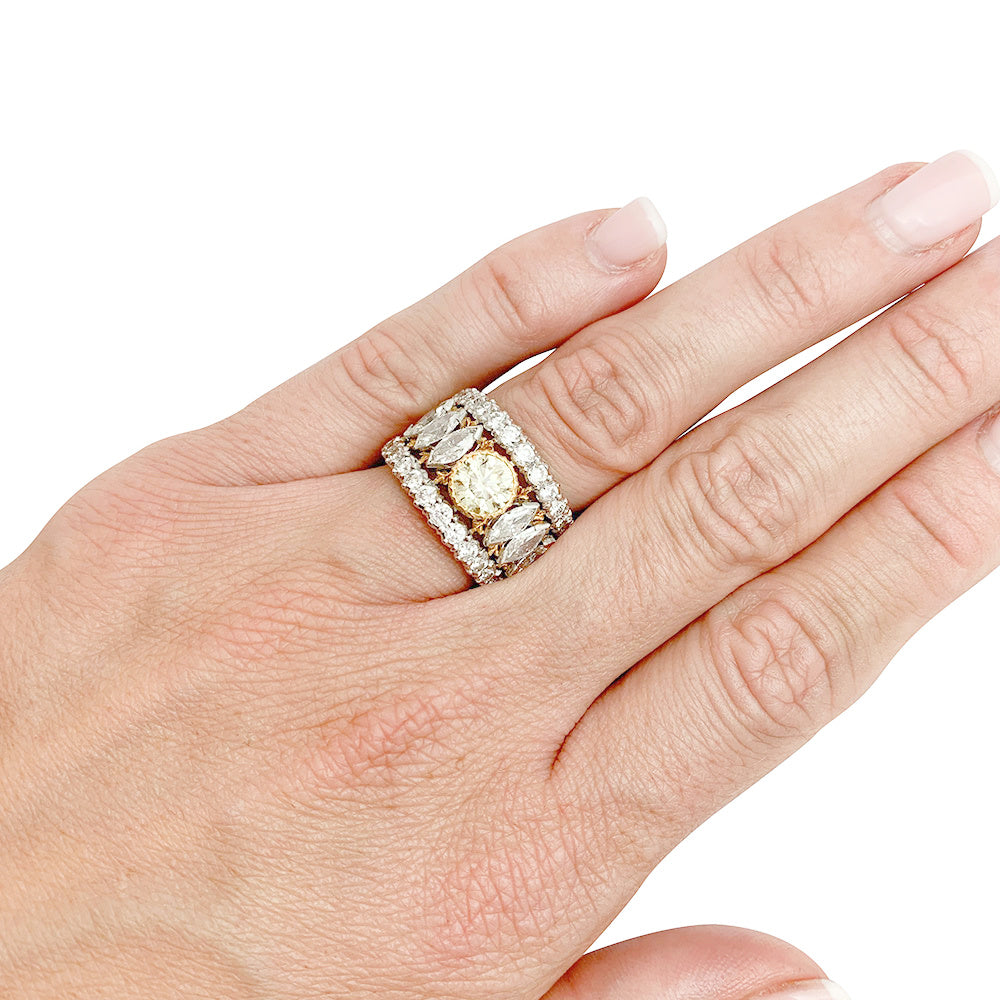 Bague bandeau Buccellati, diamants jaune.