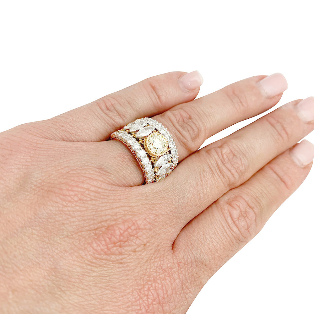 Bague bandeau Buccellati, diamants jaune.