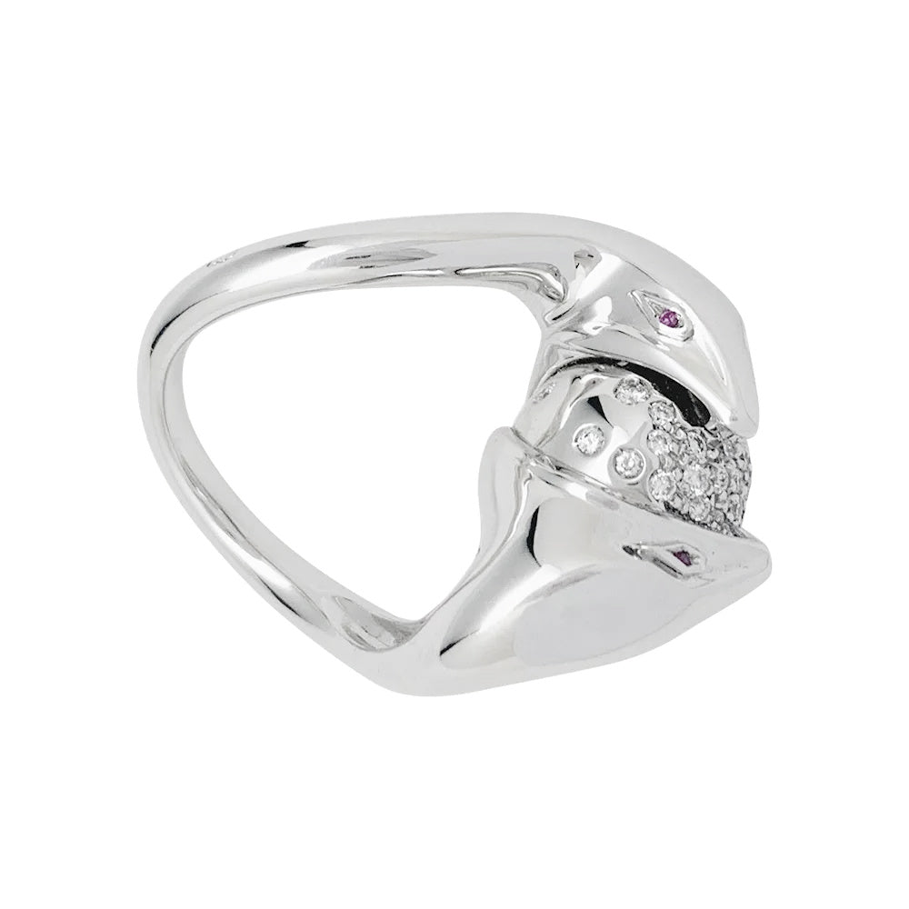 Bague Boucheron, "Trouble", or blanc, diamants.