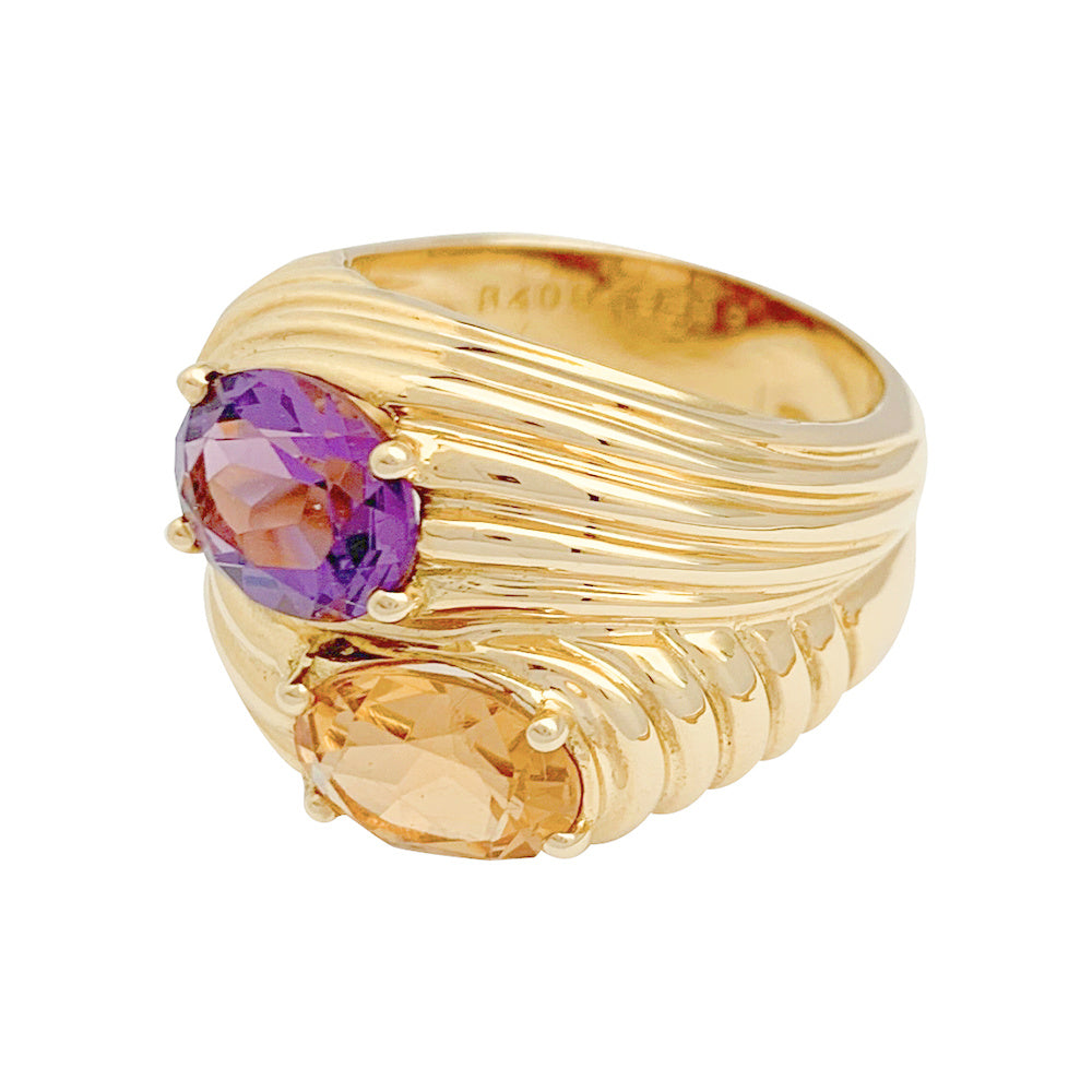 Bague Boucheron, “Toi et Moi”, or jaune, améthyste, citrine.