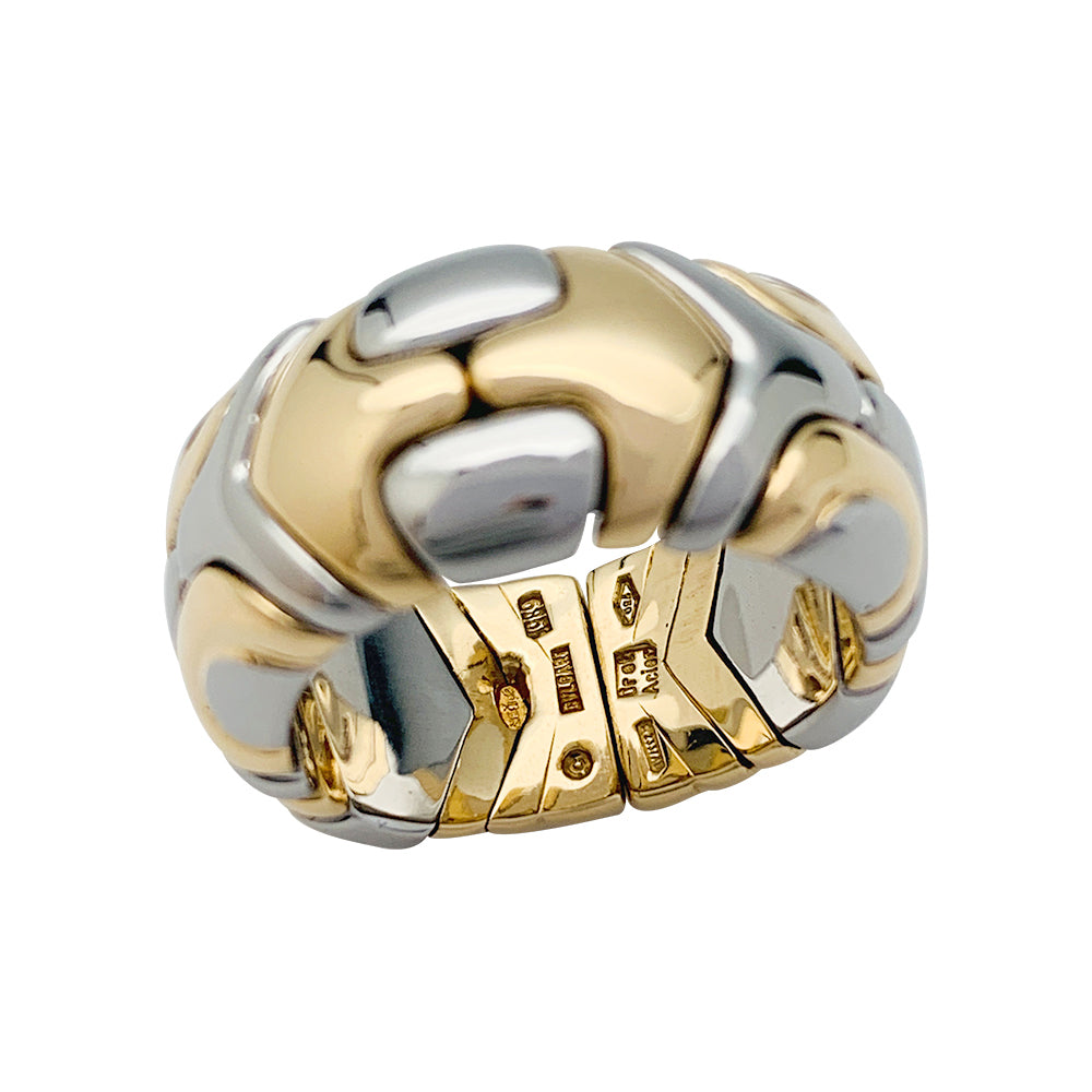 Bague Bulgari, "Alveare", or jaune et acier.