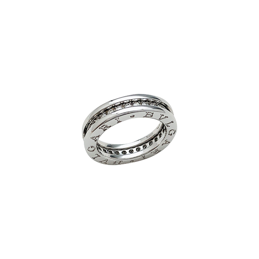 Bague Bulgari, "B.Zero1", or blanc et diamants.