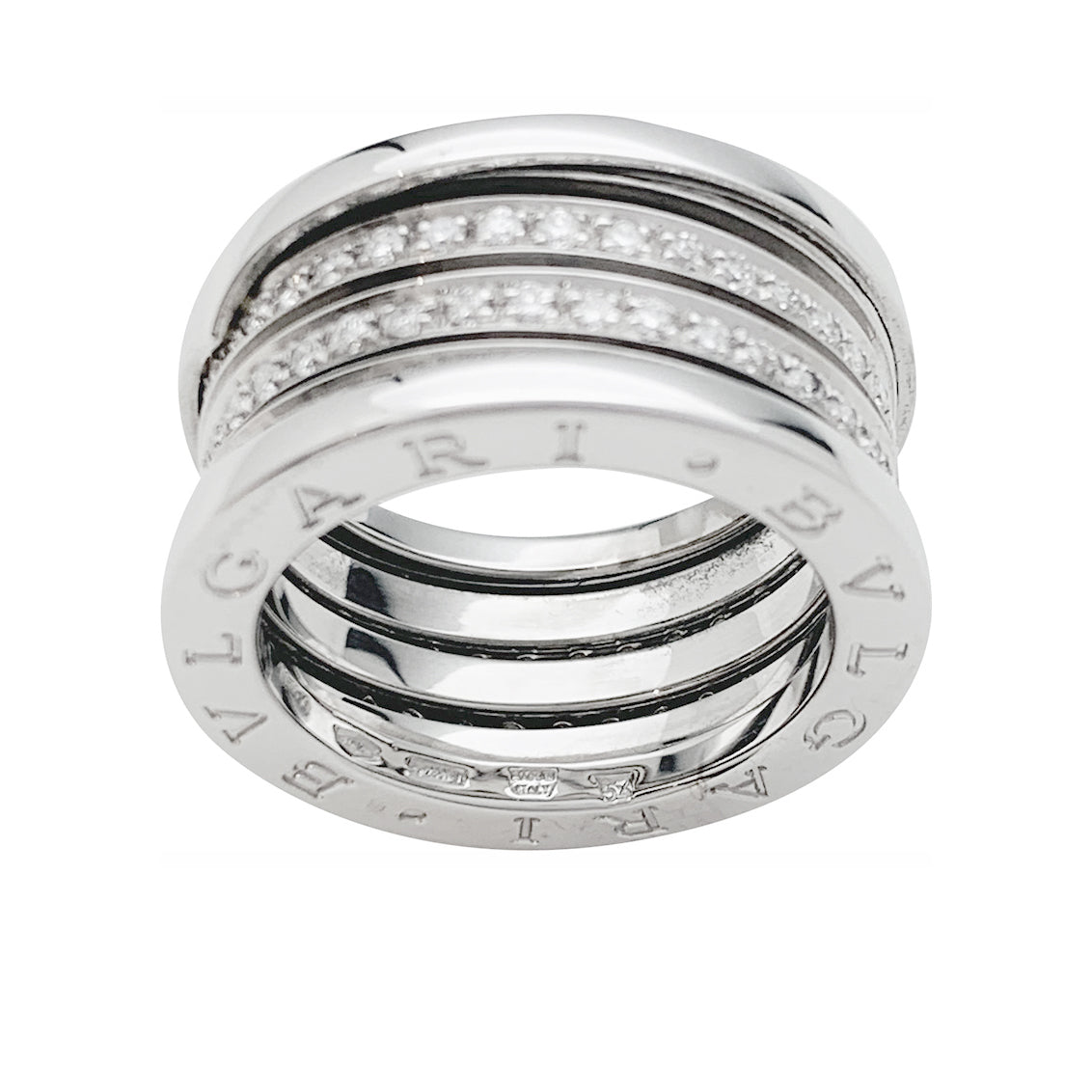 Bague Bulgari, "B.Zero1", or blanc et diamants.