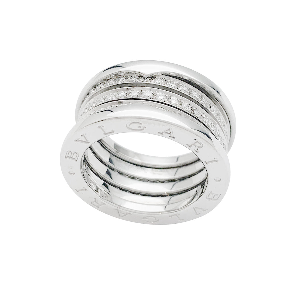 Bague Bulgari, "B.Zero1", or blanc et diamants.