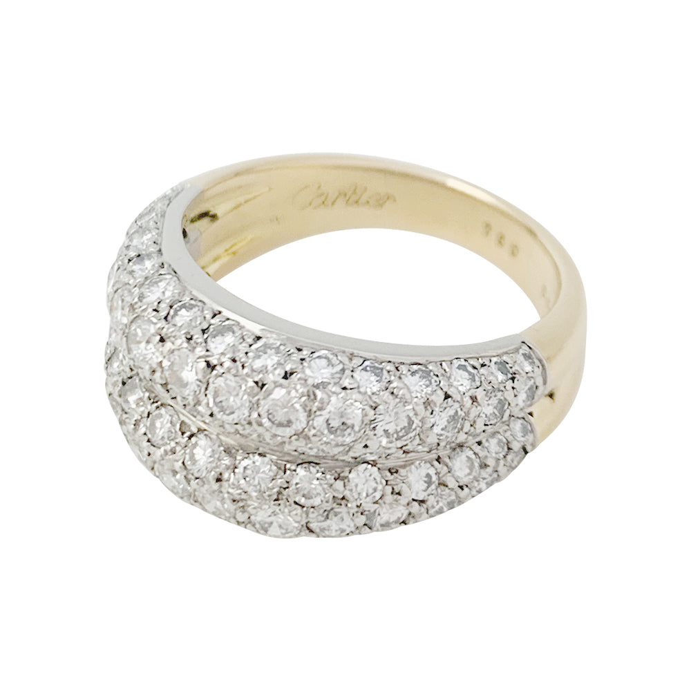 Bague Cartier en platine, or jaune sertie de diamants.