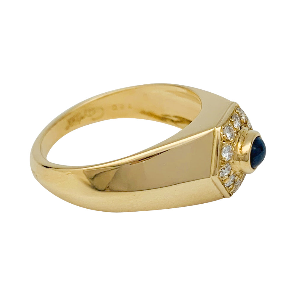 Bague Cartier or jaune diamants et saphir.