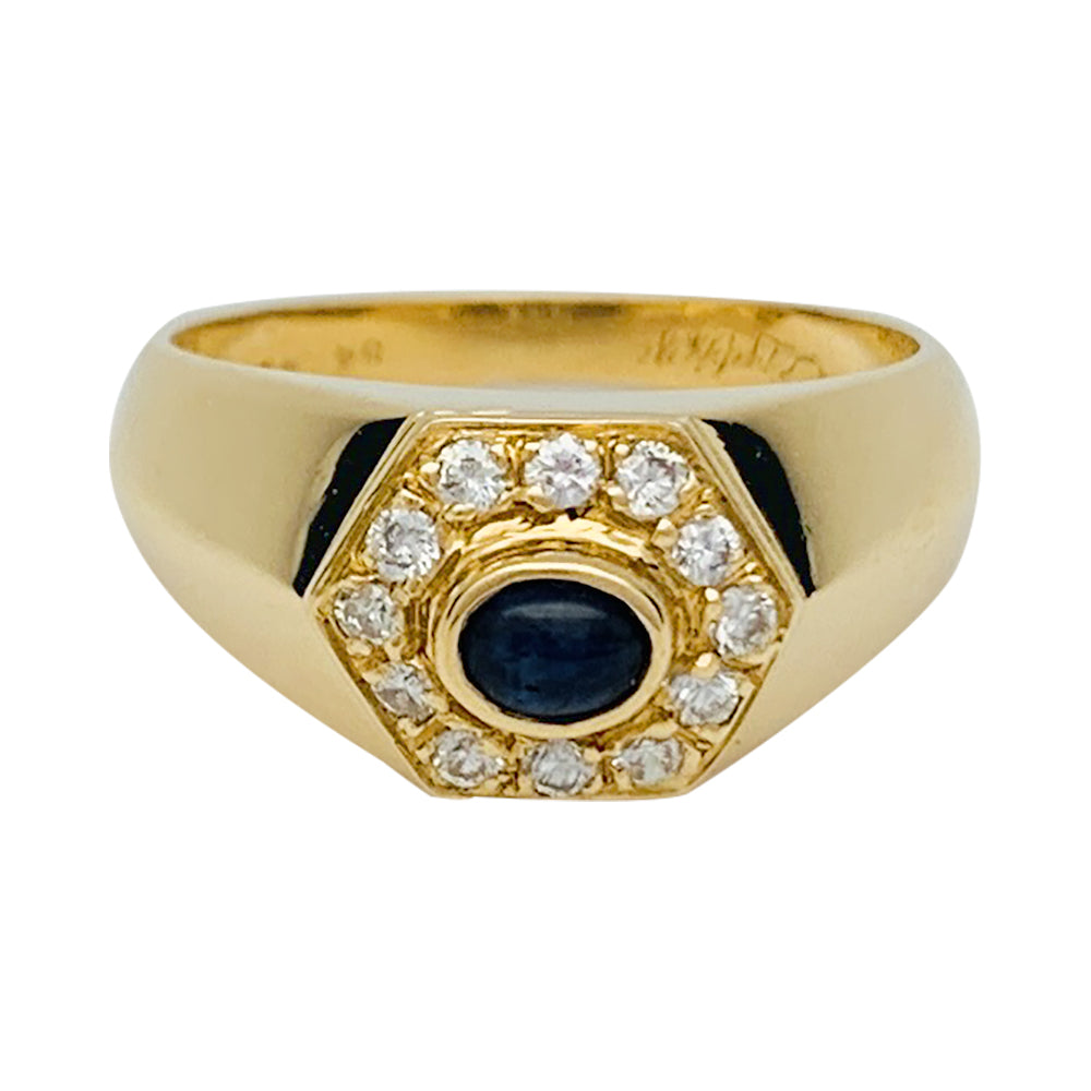 Bague Cartier or jaune diamants et saphir.