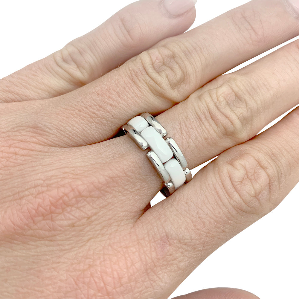Chanel ring, "Ultra", white gold, ceramic.