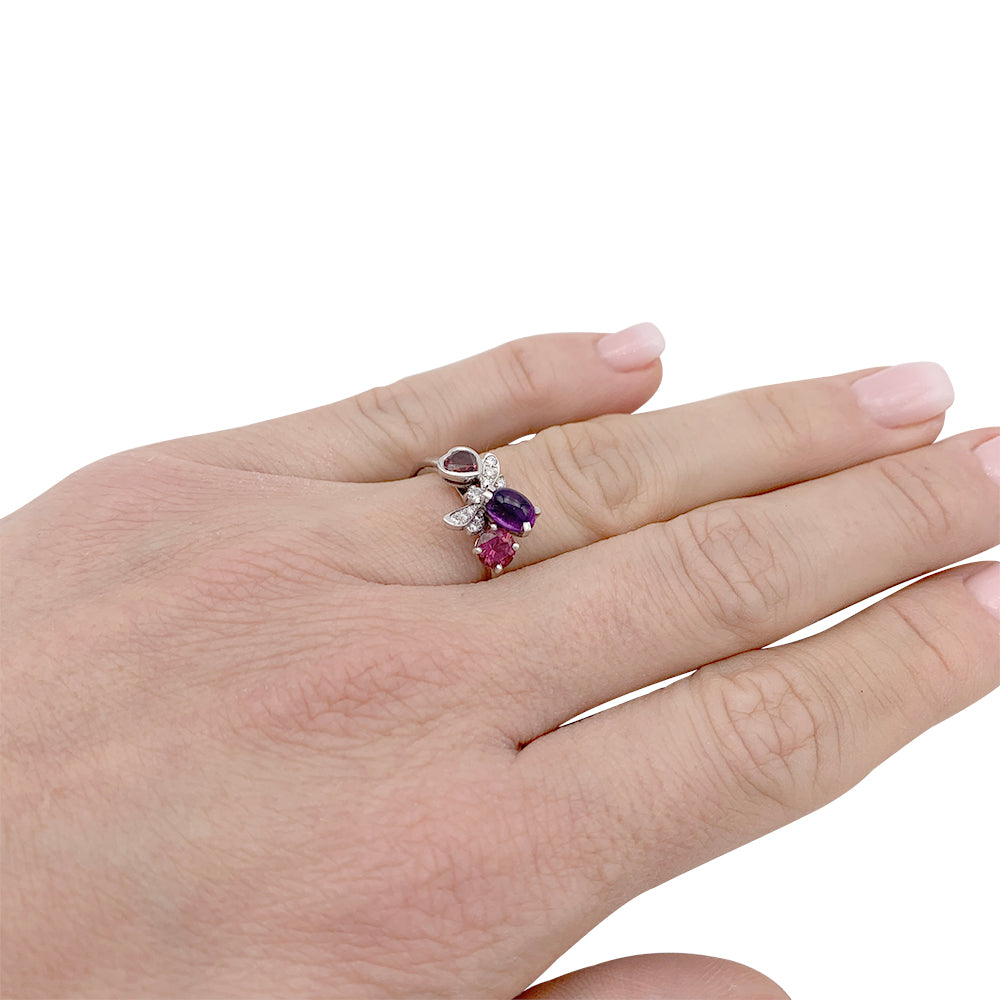 Chaumet ring, "Catch me...if you love me", white gold, amethyst, garnet, diamonds.
