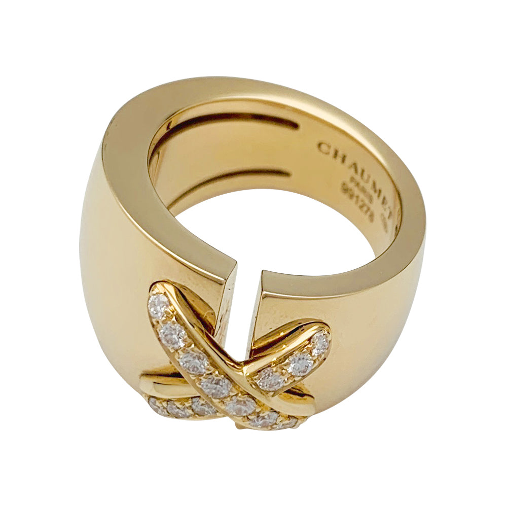 Chaumet ring, "Liens" large model, yellow gold, diamonds.