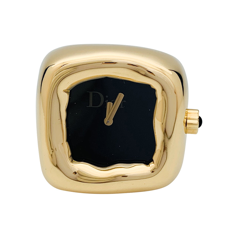 Dior watch ring, "Nougat" model, in yellow gold and onyx.