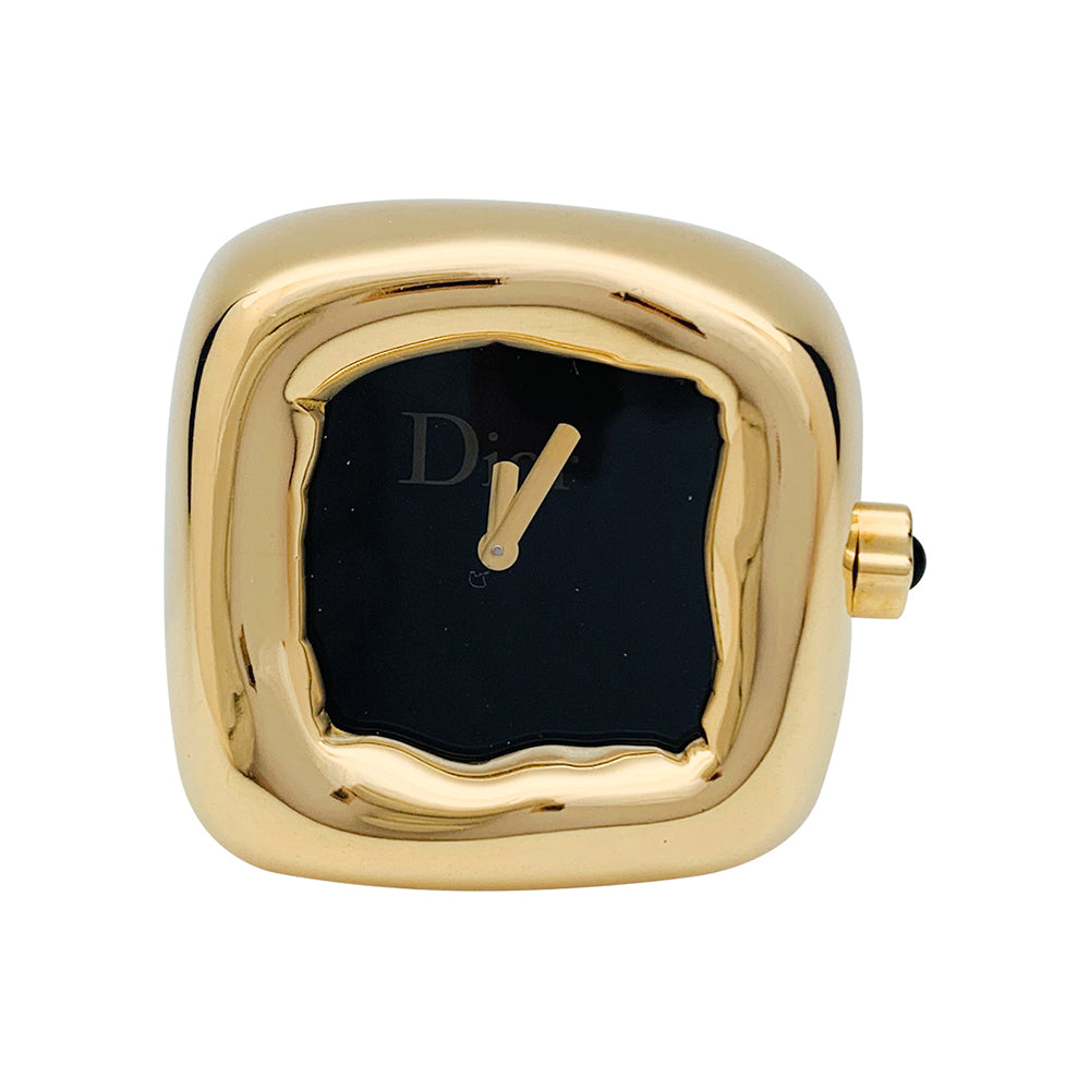 Dior watch ring, "Nougat" model, in yellow gold and onyx.