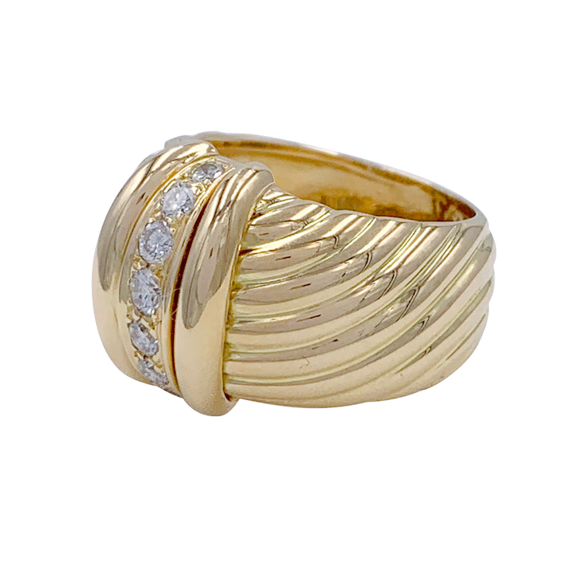 OJPerrin ring, "Venetian", yellow gold, diamonds.