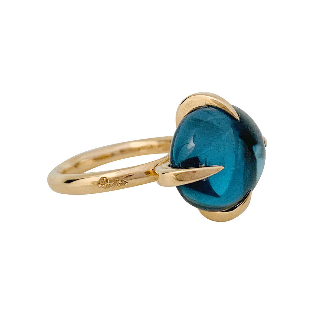 Pomellato "Veleno" ring in pink gold, blue london topaz.
