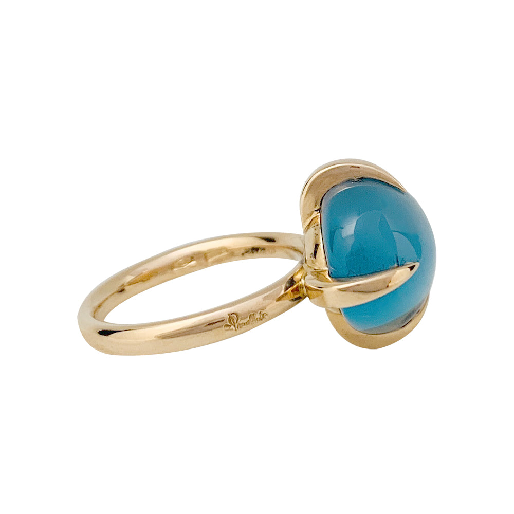 Pomellato "Veleno" ring in pink gold, blue london topaz.