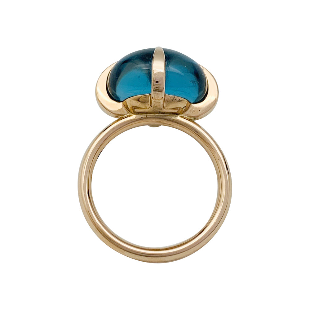 Pomellato "Veleno" ring in pink gold, blue london topaz.