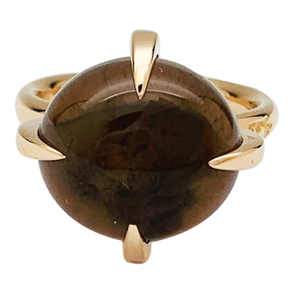 Pomellato "Veleno" ring in pink gold and smoky quartz