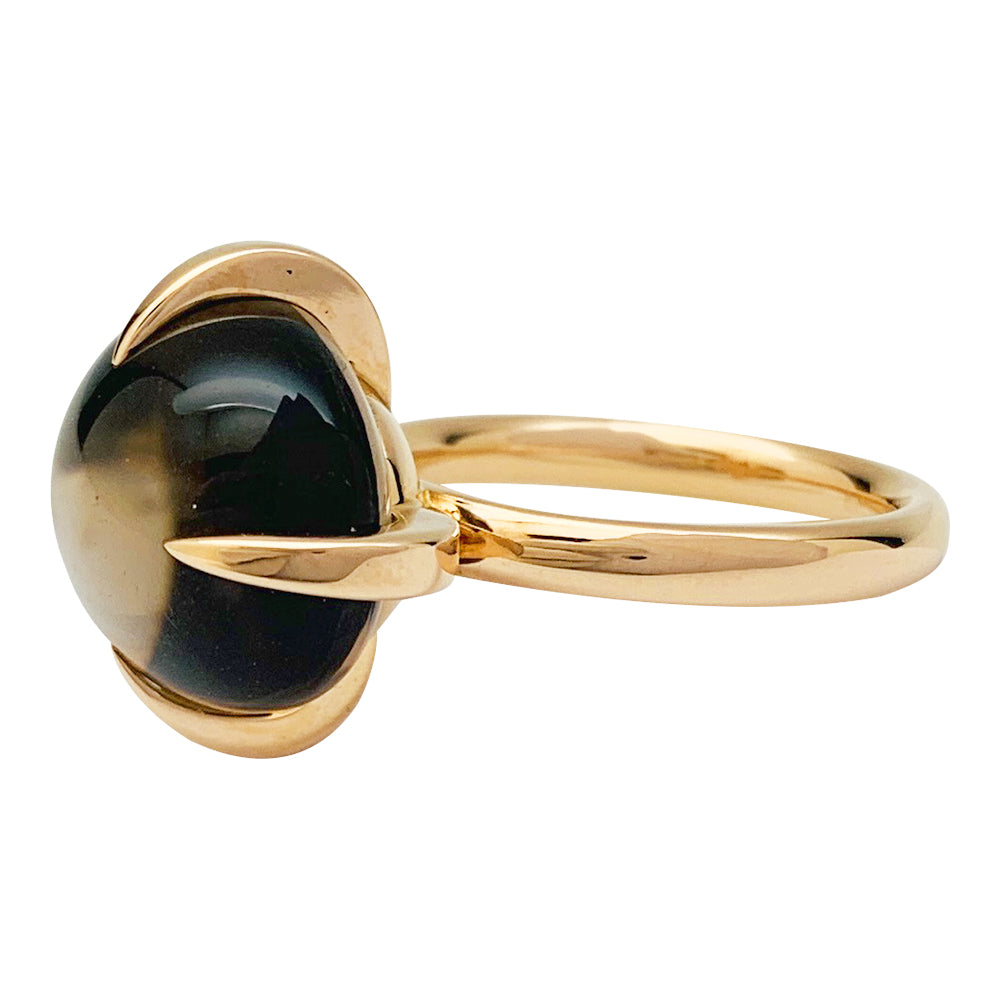 Pomellato "Veleno" ring in pink gold and smoky quartz