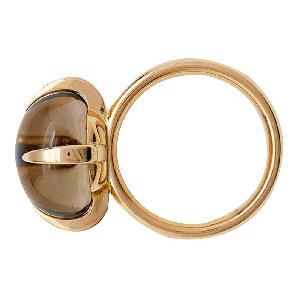 Pomellato "Veleno" ring in pink gold and smoky quartz