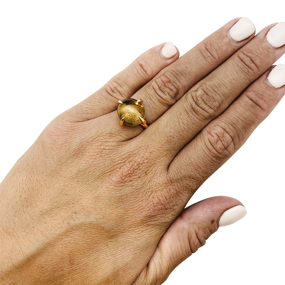 Pomellato "Veleno" ring in pink gold and smoky quartz