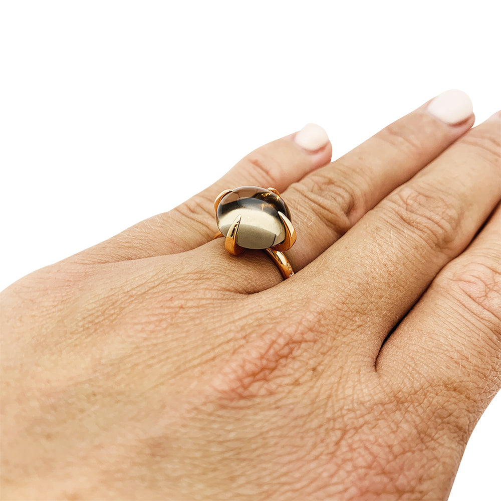 Pomellato "Veleno" ring in pink gold and smoky quartz