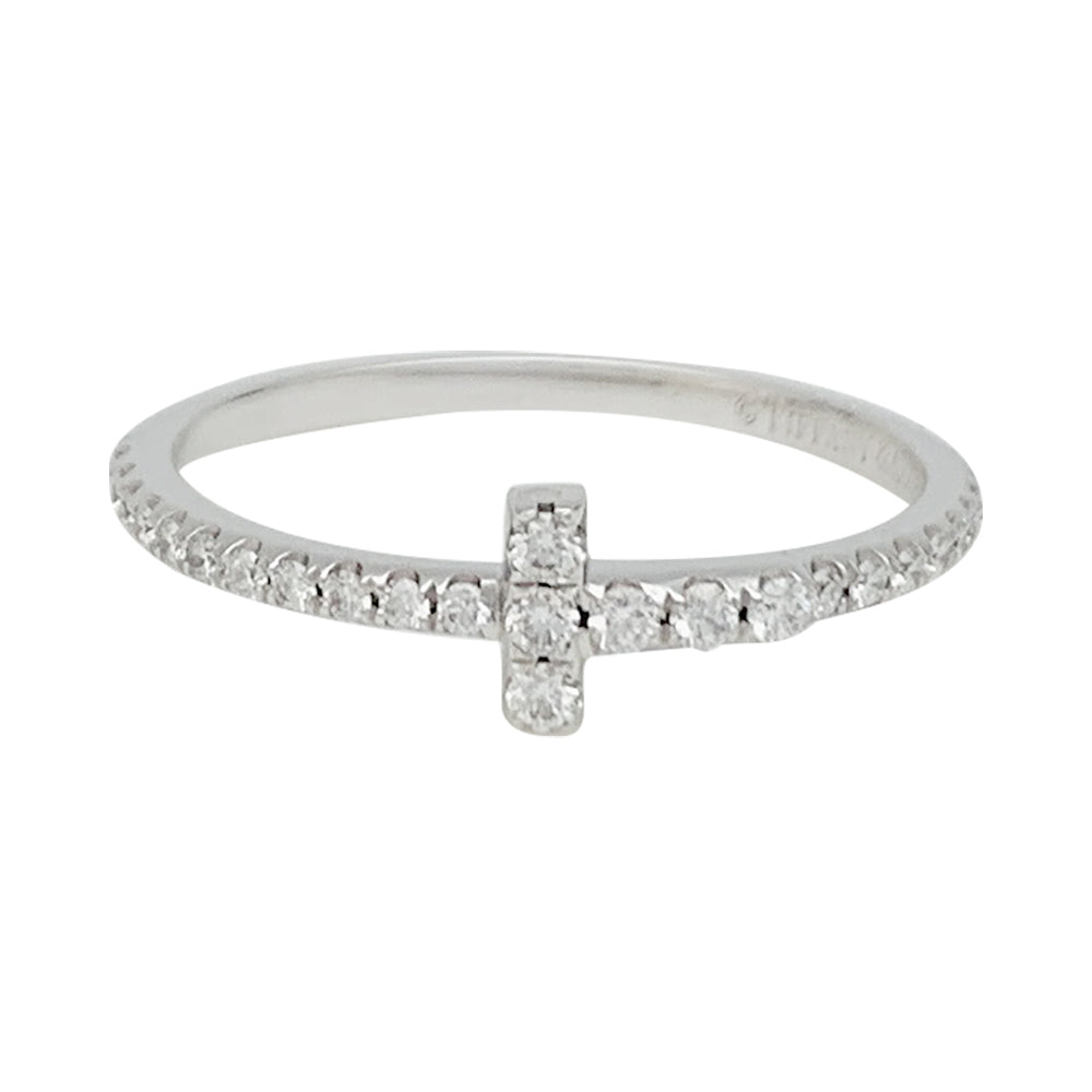 Tiffany&amp;Co. "Wire Tiffany T" ring, white gold and diamonds.