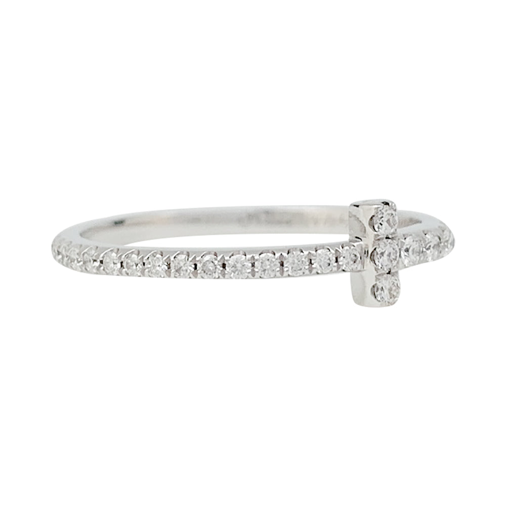 Tiffany&amp;Co. "Wire Tiffany T" ring, white gold and diamonds.