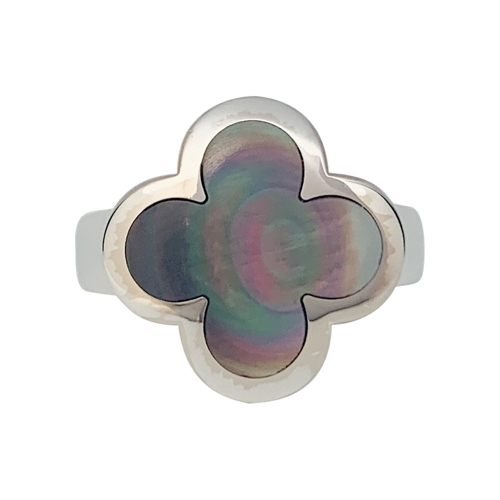 Van Cleef &amp; Arpels "Pure Alhambra" model ring in white gold, gray mother-of-pearl.
