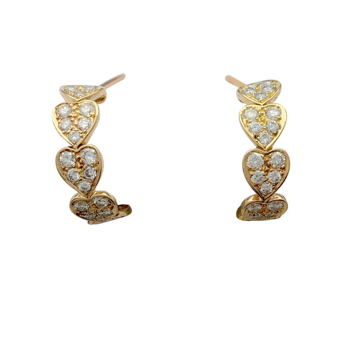 Cartier earrings, "Hearts", yellow gold, diamonds.