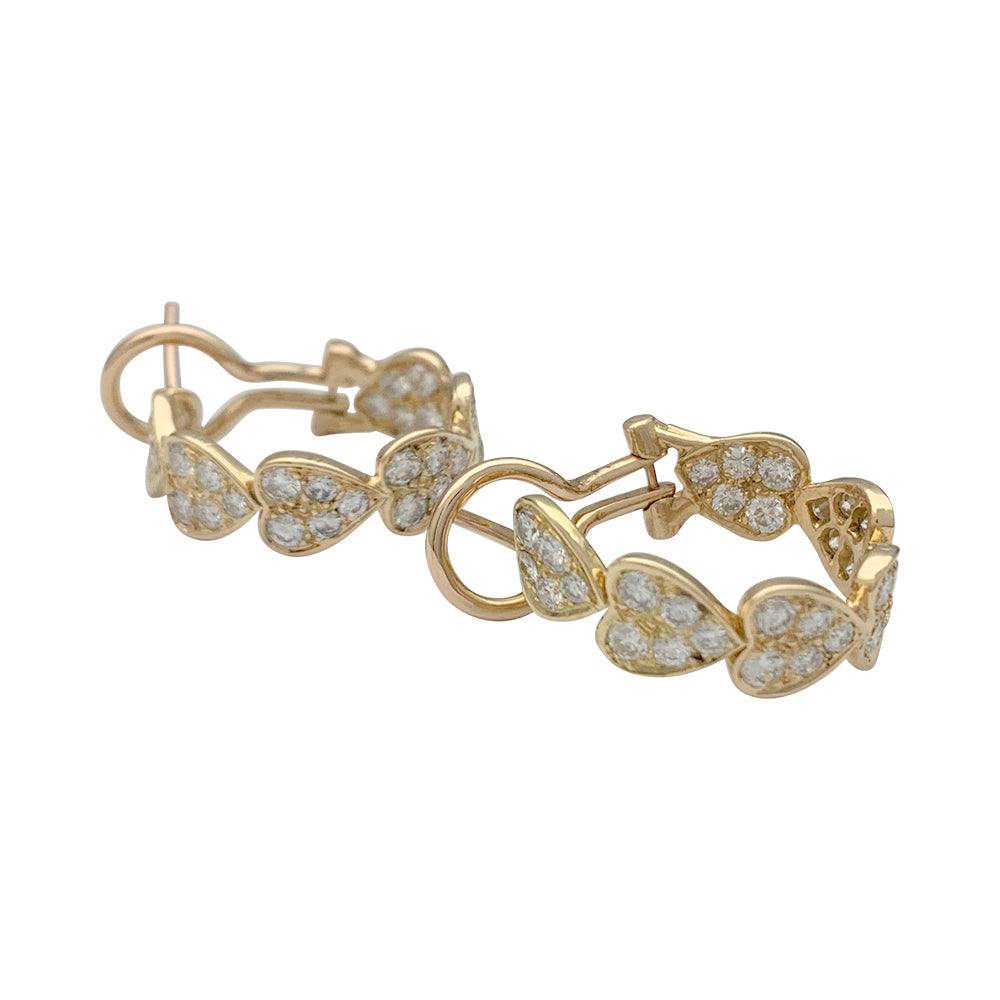 Cartier earrings, "Hearts", yellow gold, diamonds.